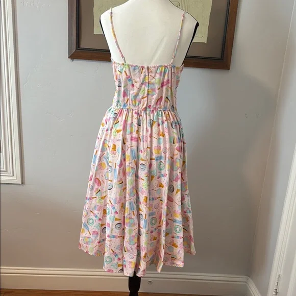 Colorful Retrolicious Ice Cream, Cupcake, Donut Cut-Out Spaghetti Strap Dress - Picture 3 of 7